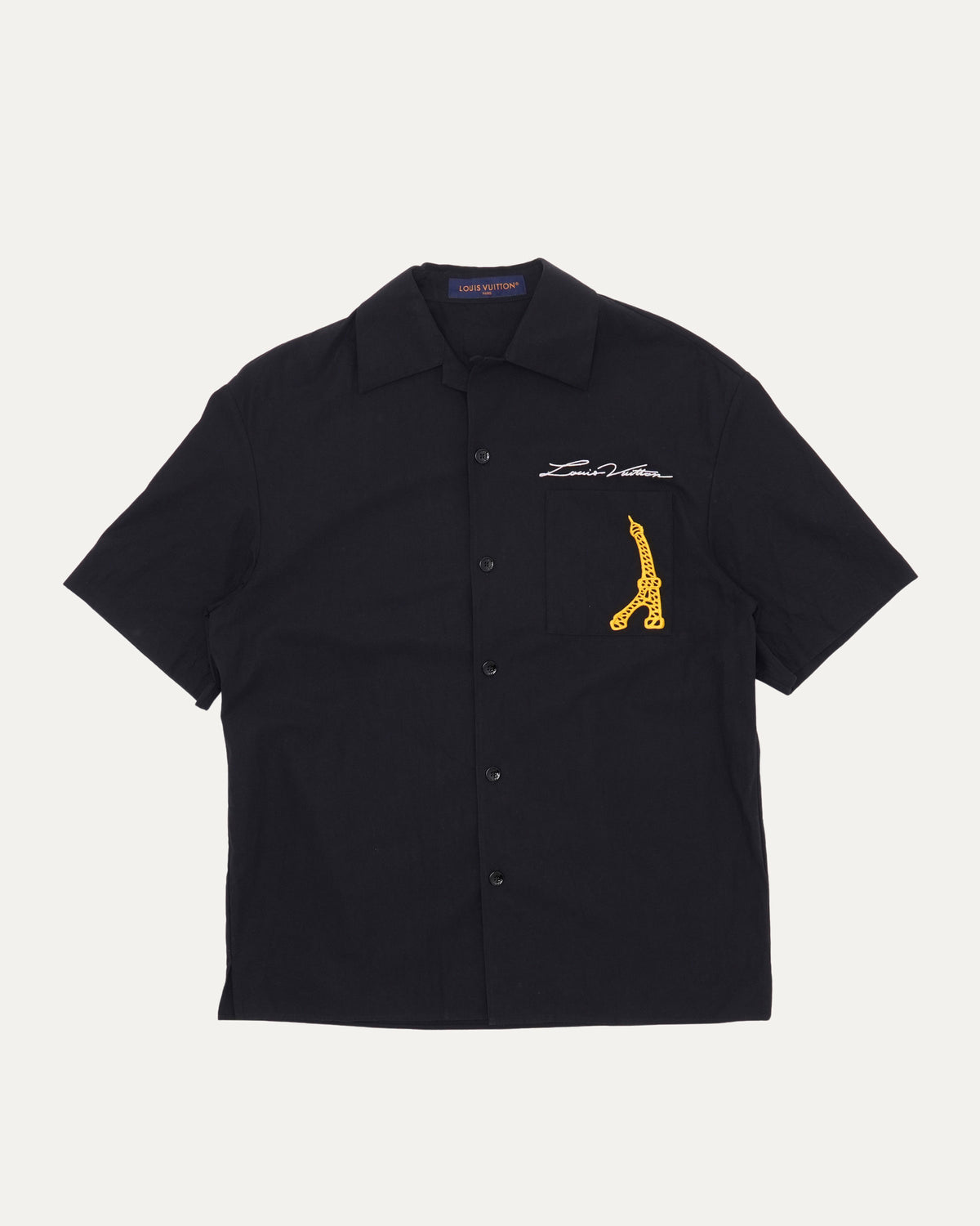 Open Collar Short Sleeved Cotton Shirt