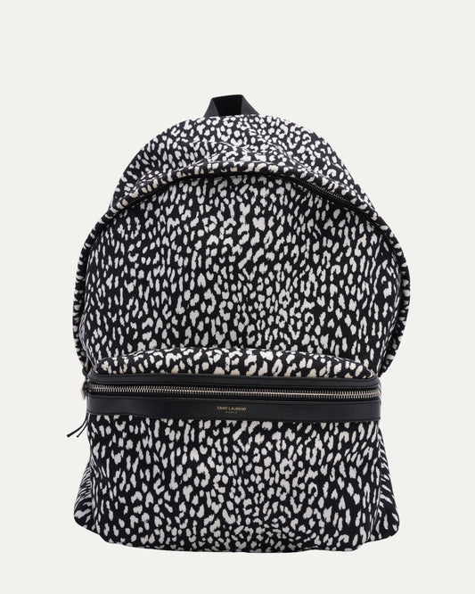 Leopard Print Canvas City Backpack