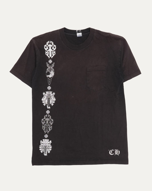 Vintage Multi Dagger Poem Cross Pocket T-Shirt