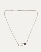 Diamond Safety Pin Roll Chain Necklace
