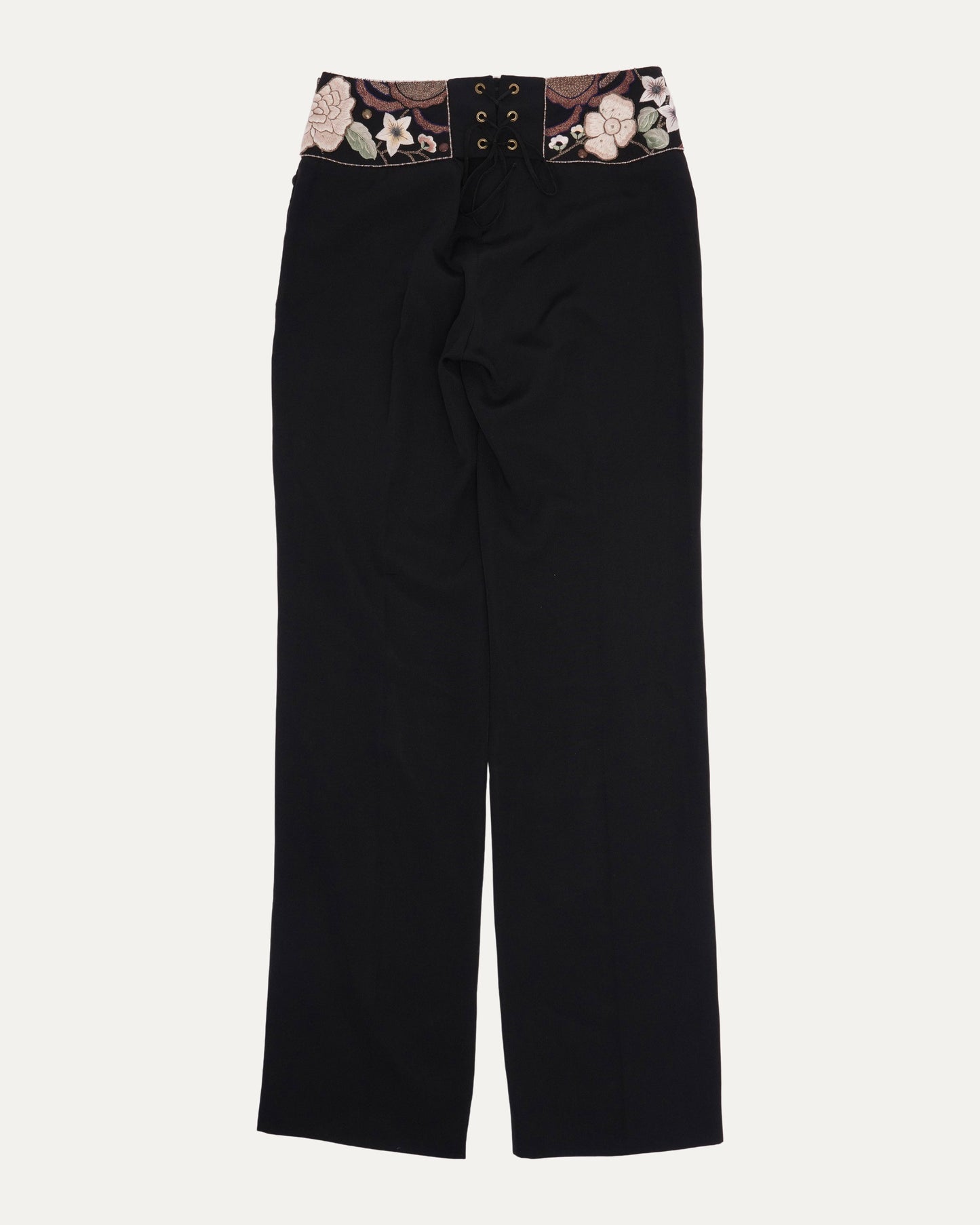 SS 2003 Lace Up Embroidered Pants