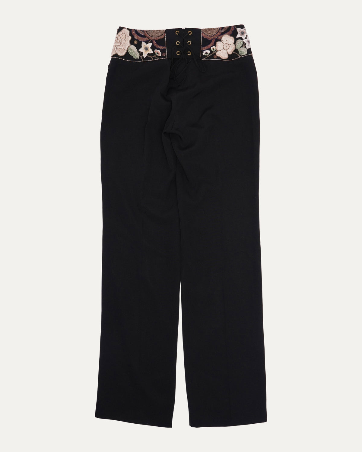 SS 2003 Lace Up Embroidered Pants