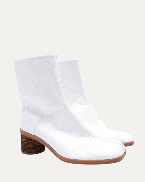 tabi boots ヴィンテージレザー　ホワイト35 22cm 裏張り済 Maison Margiela Off-White Leather Tabi Boots Size 43 EU