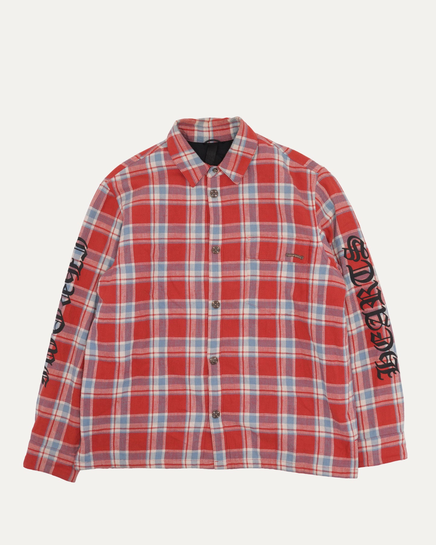 Spell Out Flannel Workn Shirt Jacket