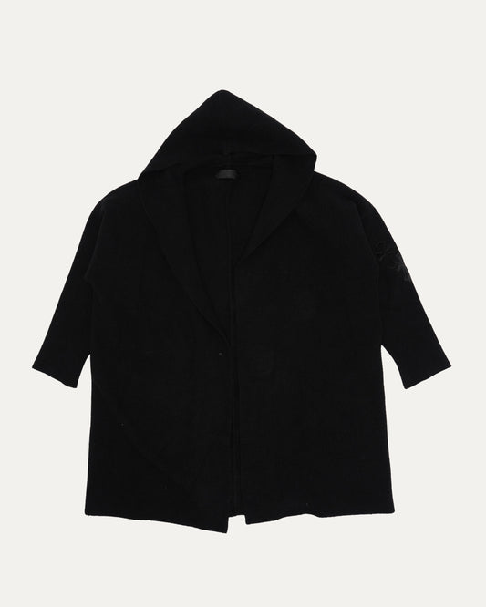 Pony Hair Cross Patch Hooded Cardigan