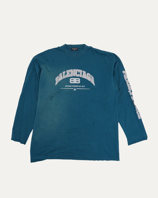 Distressed University Logo Long Sleeve T-Shirt