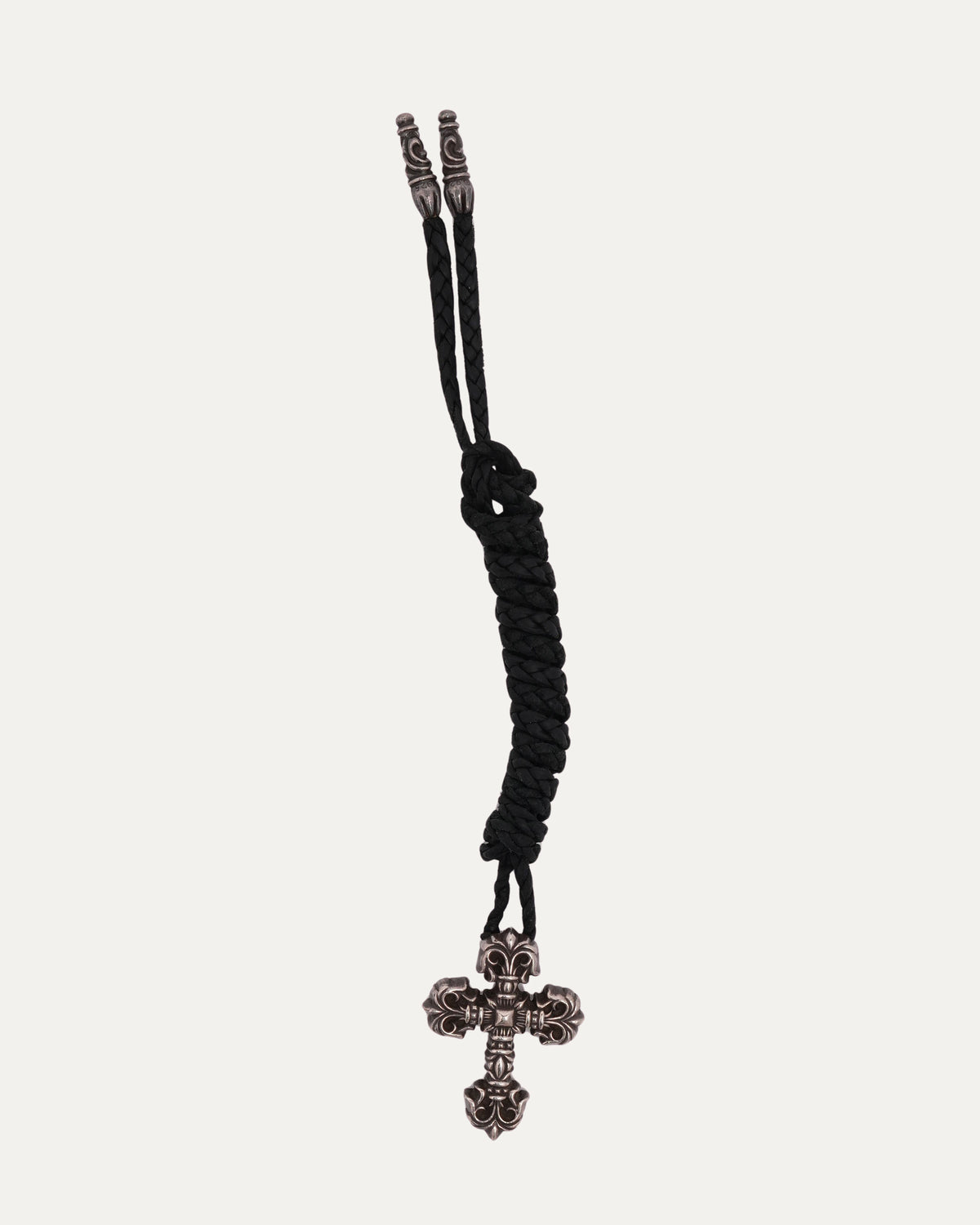 Filigree Cross on Braided Leather Necklace