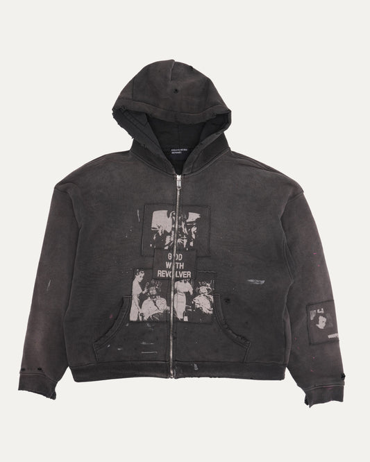 God With a Revolver Assemblage Zip Hoodie