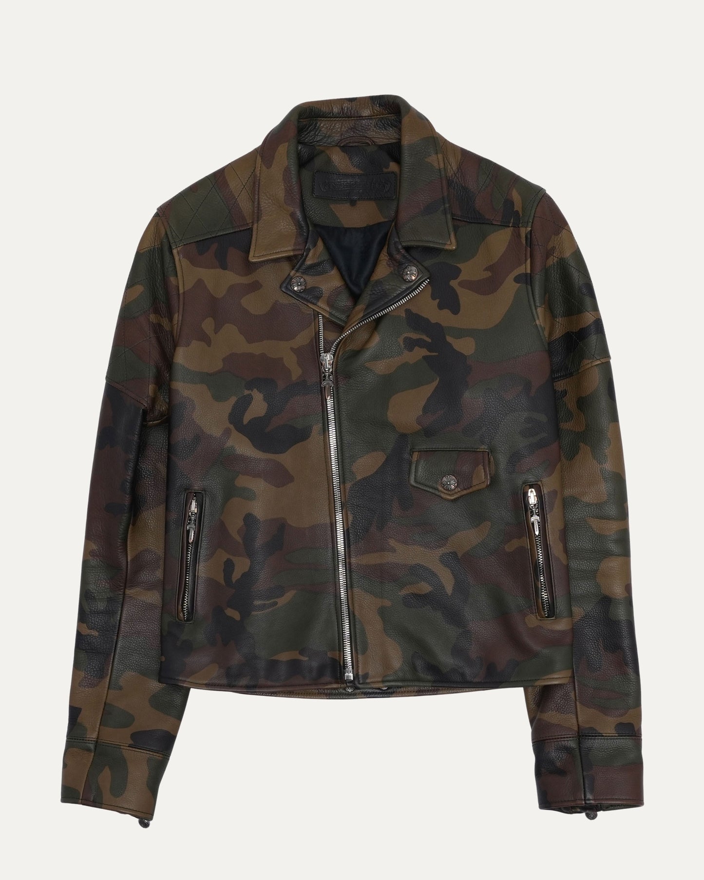 Camouflage Leather Double Rider Jacket