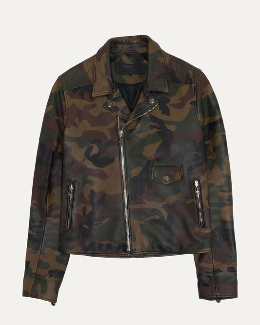 Camouflage Leather Double Rider Jacket