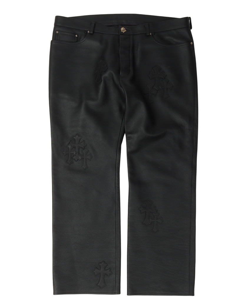 Leather Cross Patch Pants