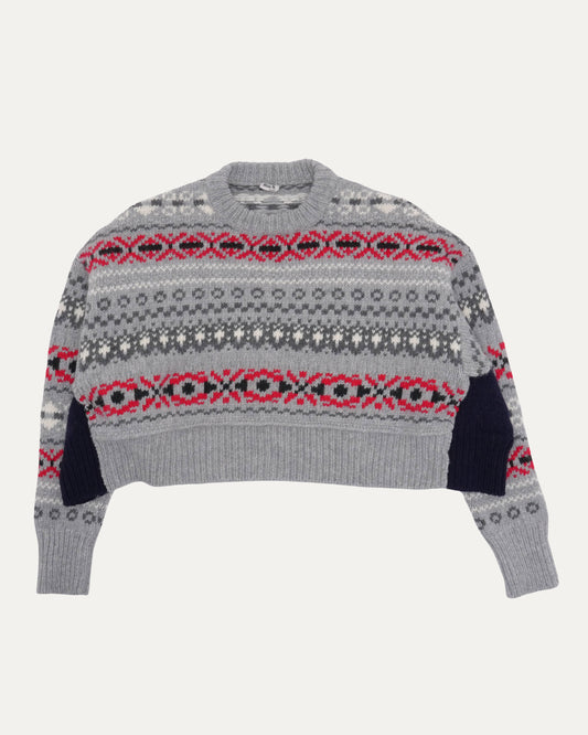 Fair Isle Cropped Wool Sweater