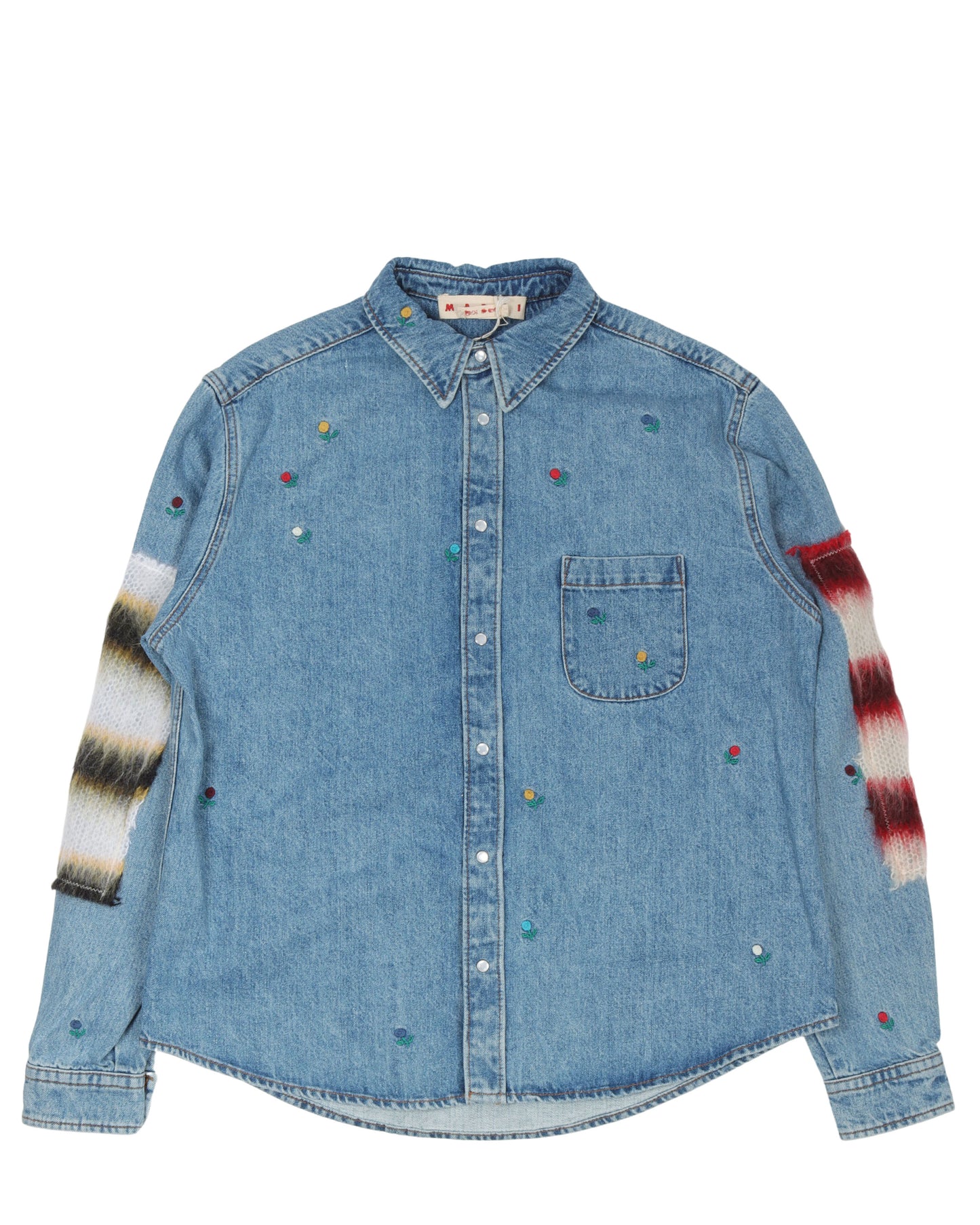 Fuzzy Patch Button Up Long Sleeve