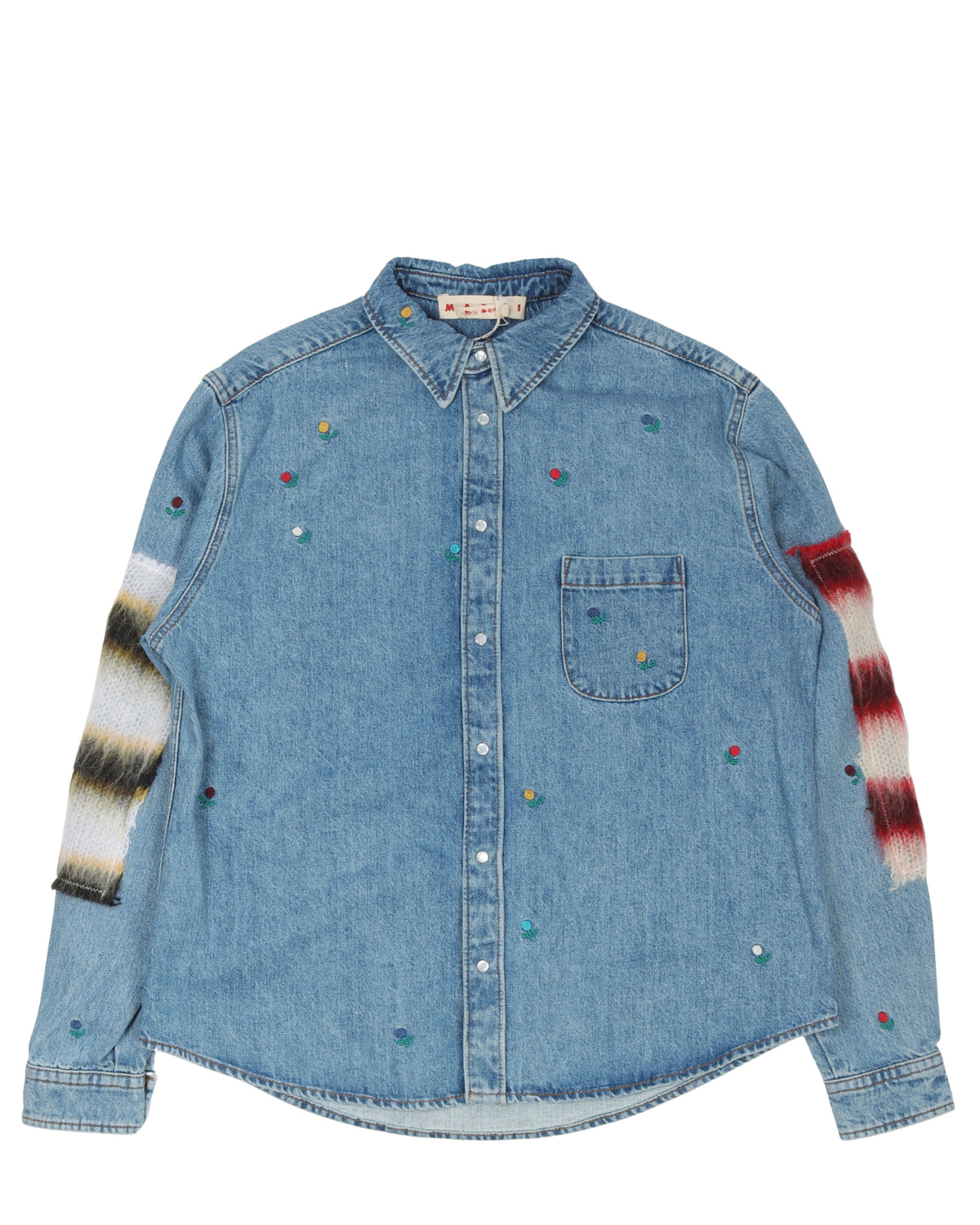 Fuzzy Patch Button Up Long Sleeve