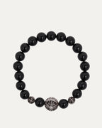 Large Multi Charm Onyx Bead Bracelet