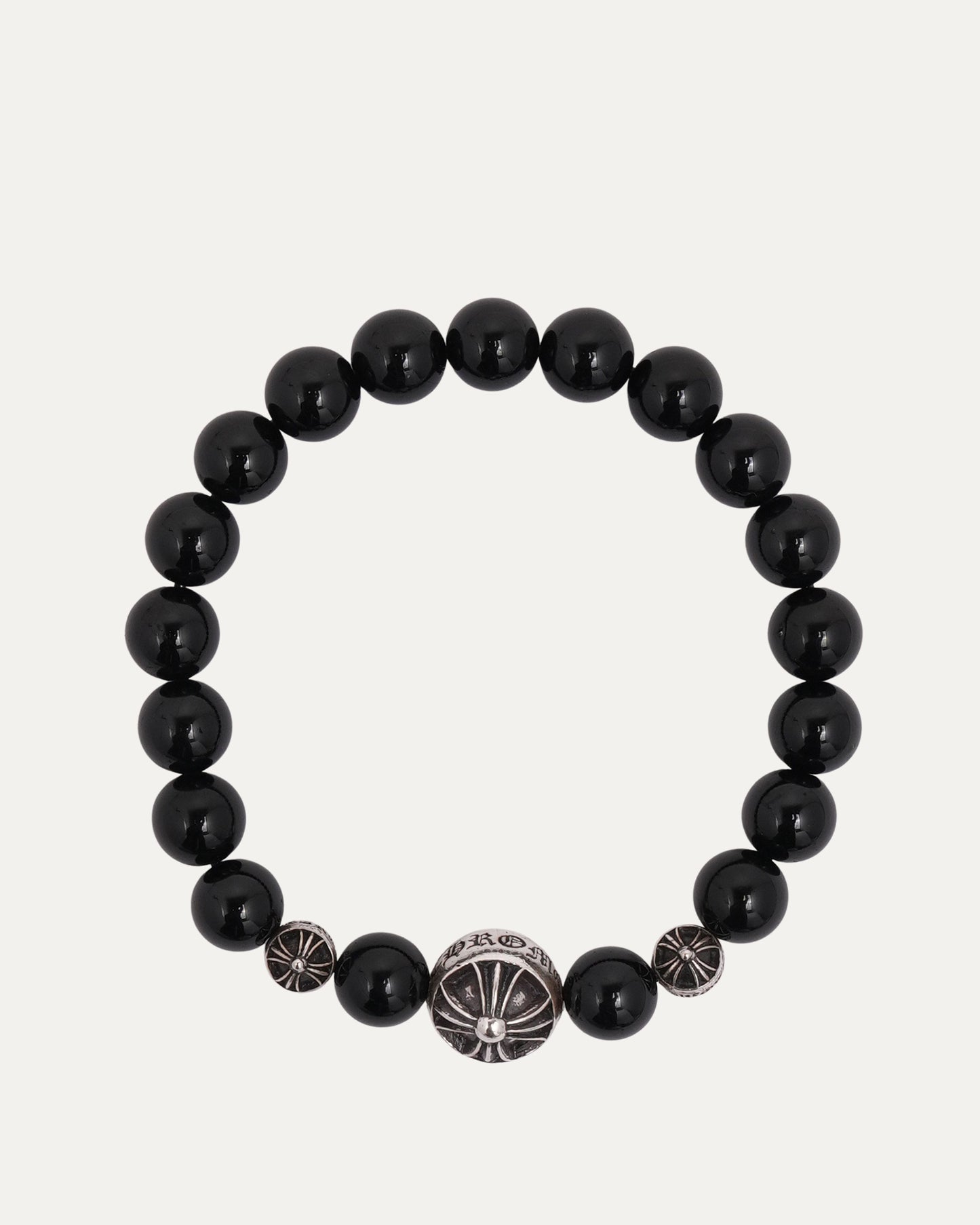 Large Multi Charm Onyx Bead Bracelet