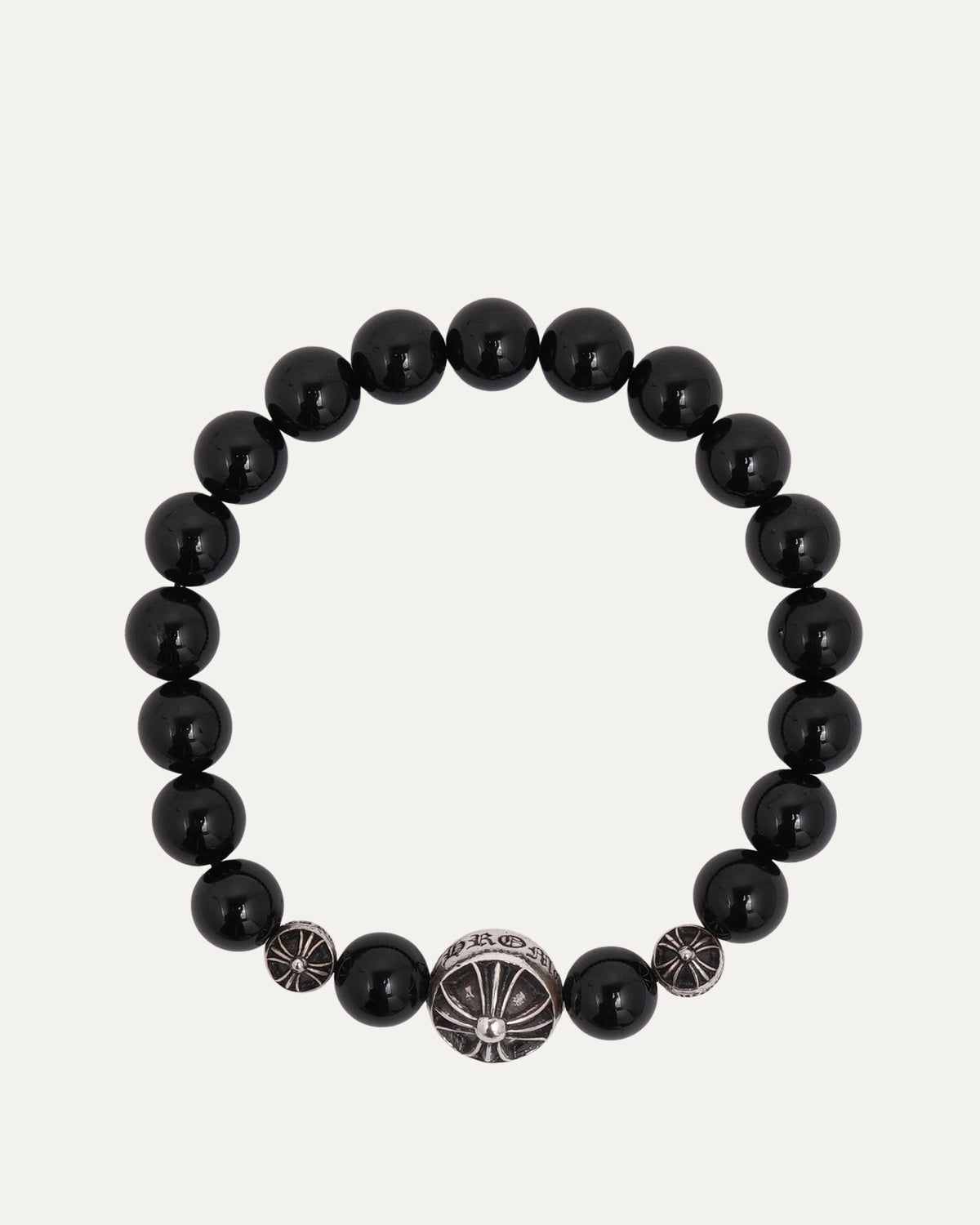 Large Multi Charm Onyx Bead Bracelet