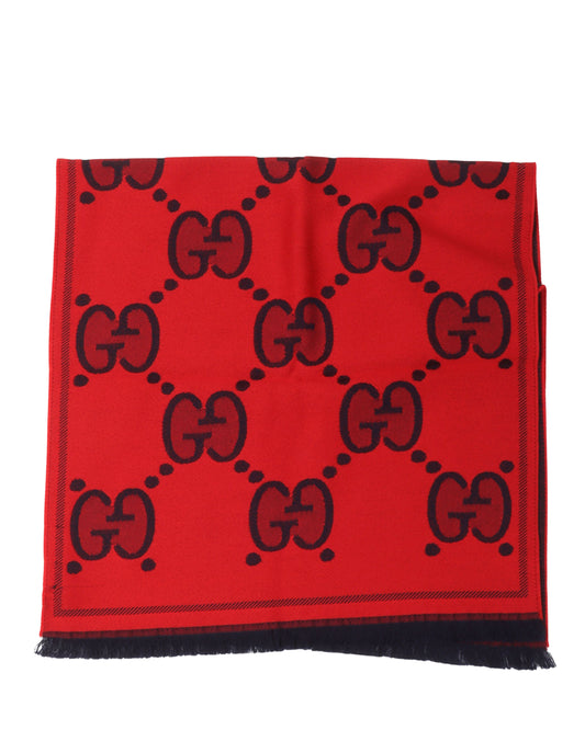 GG Pattern Wool Scarf