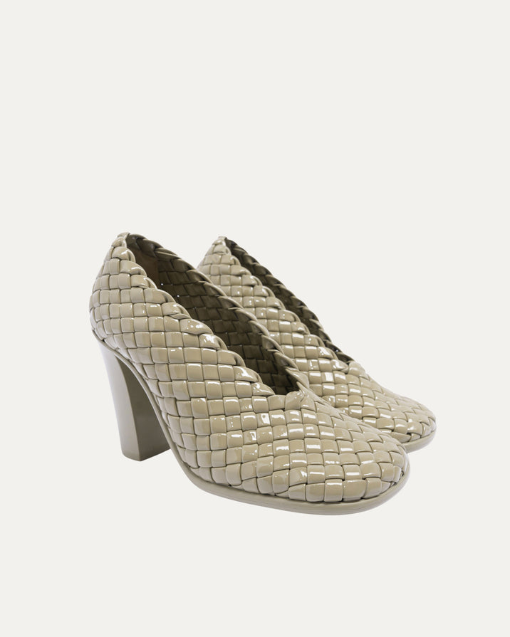 95mm Woven Patent Pumps