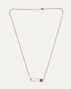 Pink Sapphire Safety Pin Roll Chain Necklace