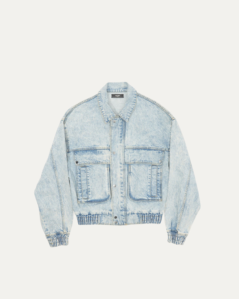 Acid Wash Denim Bomber Jacket