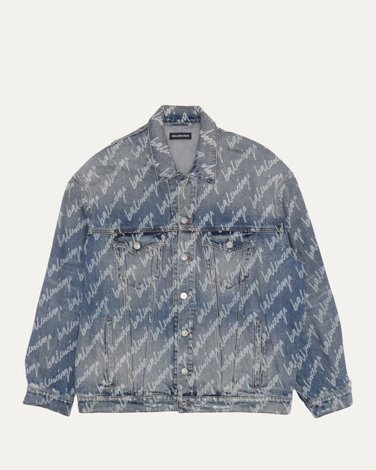 All Over Logo Oversized Denim Jacket