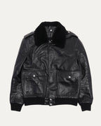 Leather Shearling Collar Bomber Jacket
