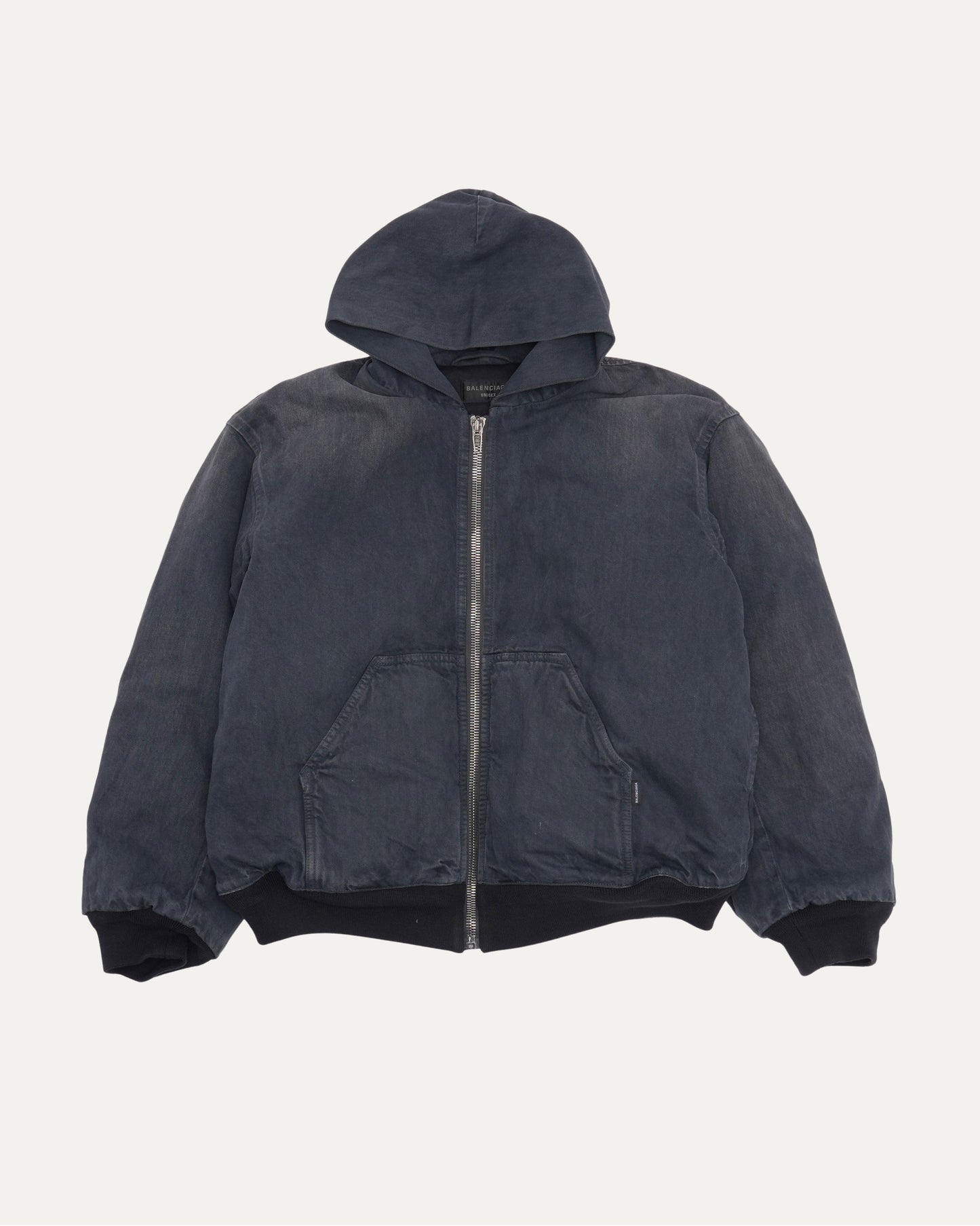 Oversized Hooded Denim Bomber Jacket