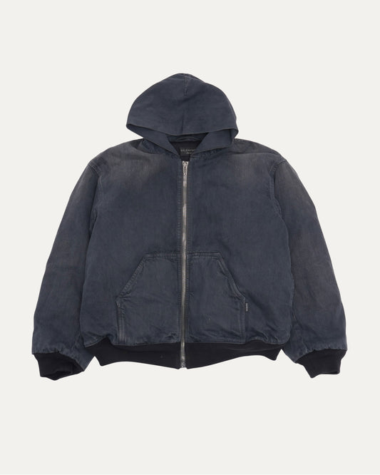 Oversized Hooded Denim Bomber Jacket