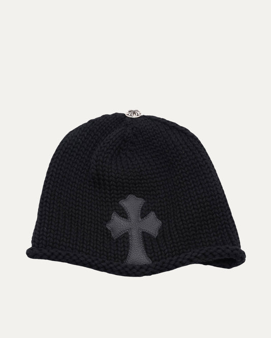 Cross Patch Cotton Knit Beanie