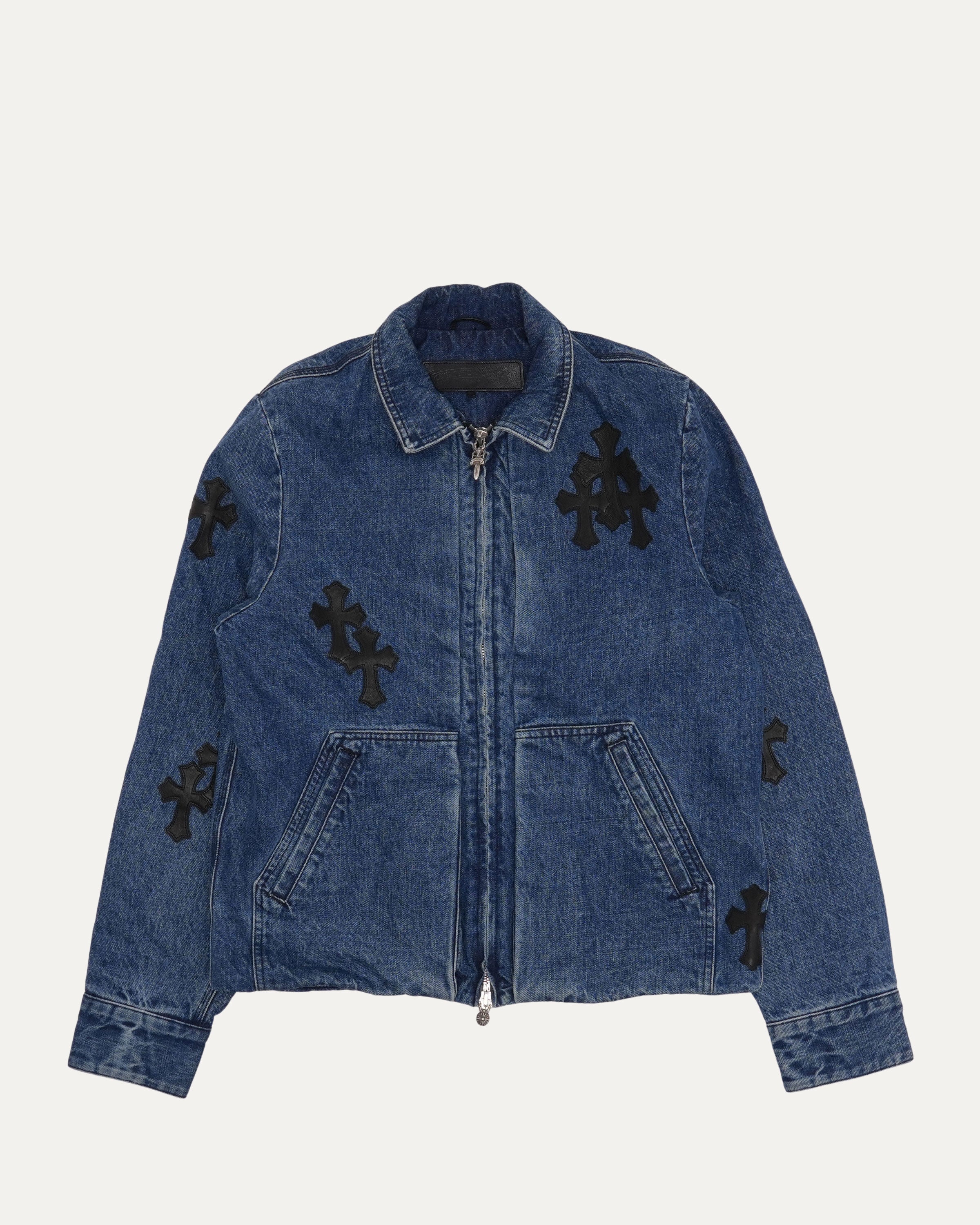 Chrome Hearts Cross Patch Turbo Diesel Zip Up Denim Jacket