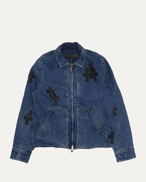 Chrome Hearts Cross Patch Turbo Diesel Zip Up Denim Jacket