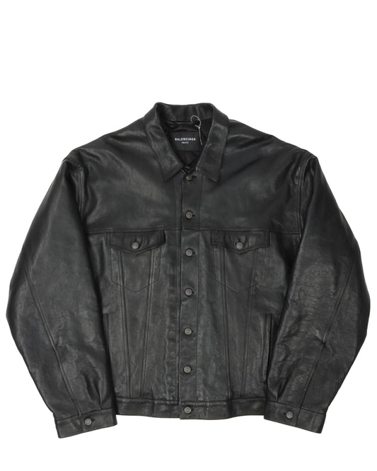 Oversized Padded Leather Jacket