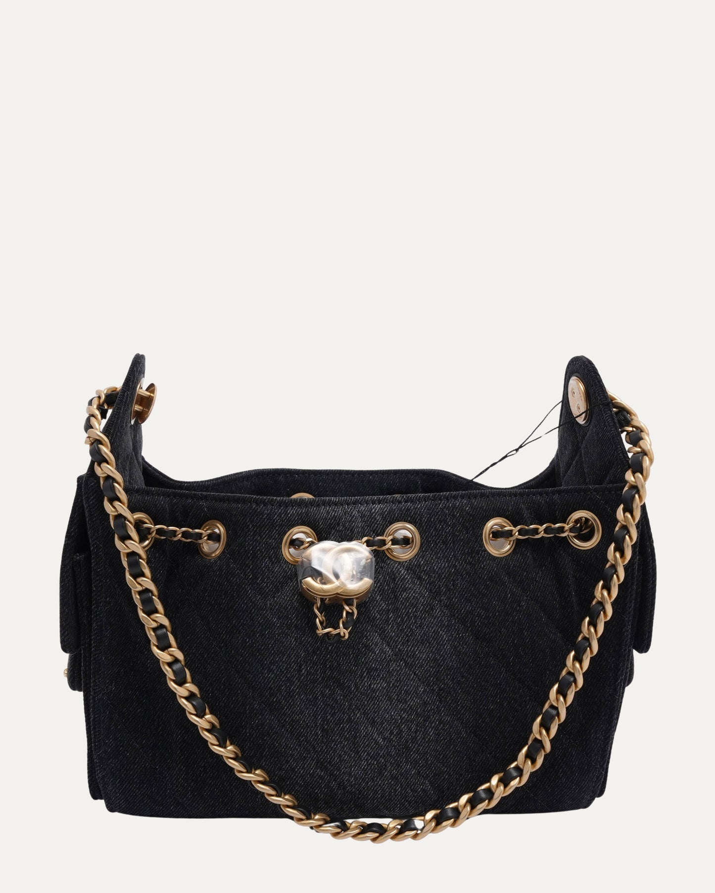 Washed Denim Quilted Mini 25 Hobo Bag