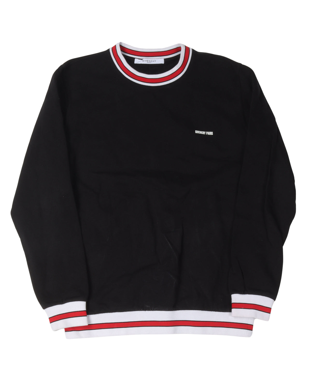 Small Logo Crewneck Sweatshirt with Contrast Ribbing