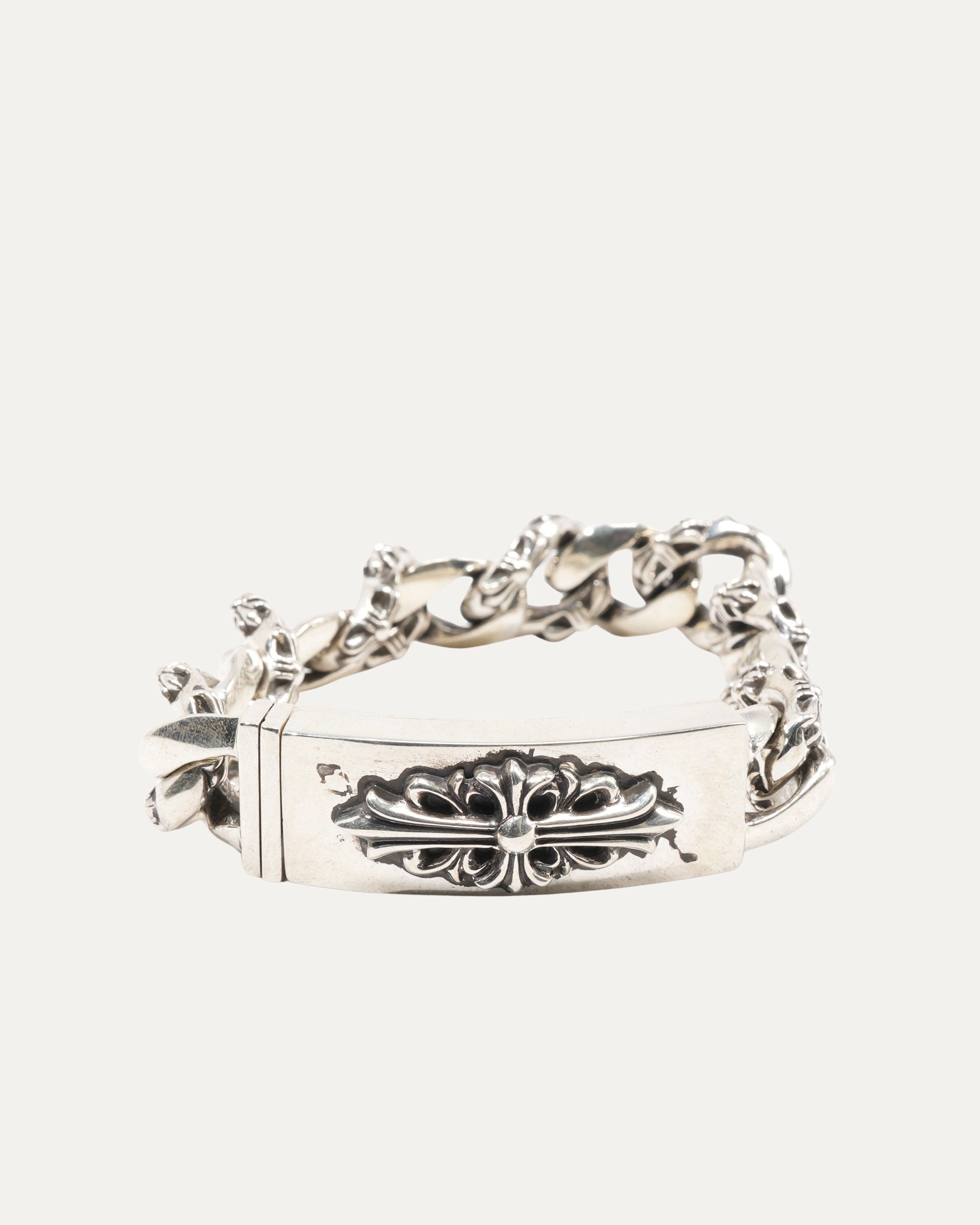 Fancy Link Floral Cross ID Bracelet