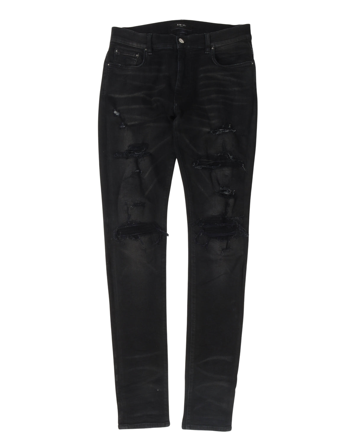 Distressed Knit Repair Denim Jeans