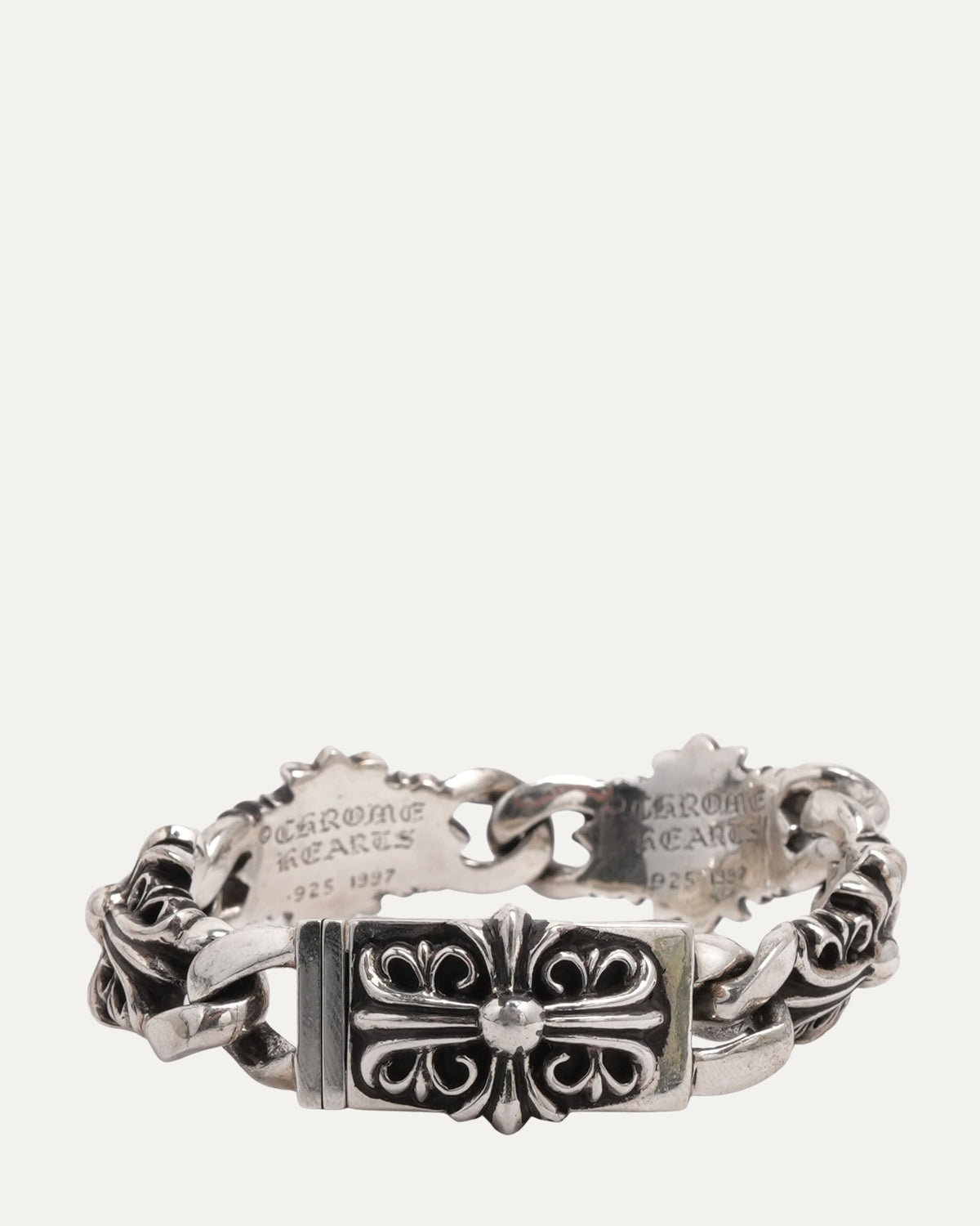 Floral Cross Link ID Bracelet
