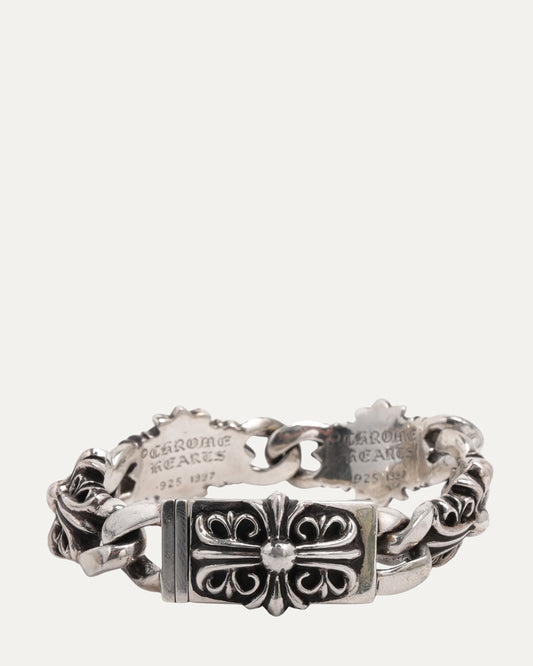 Floral Cross Link ID Bracelet