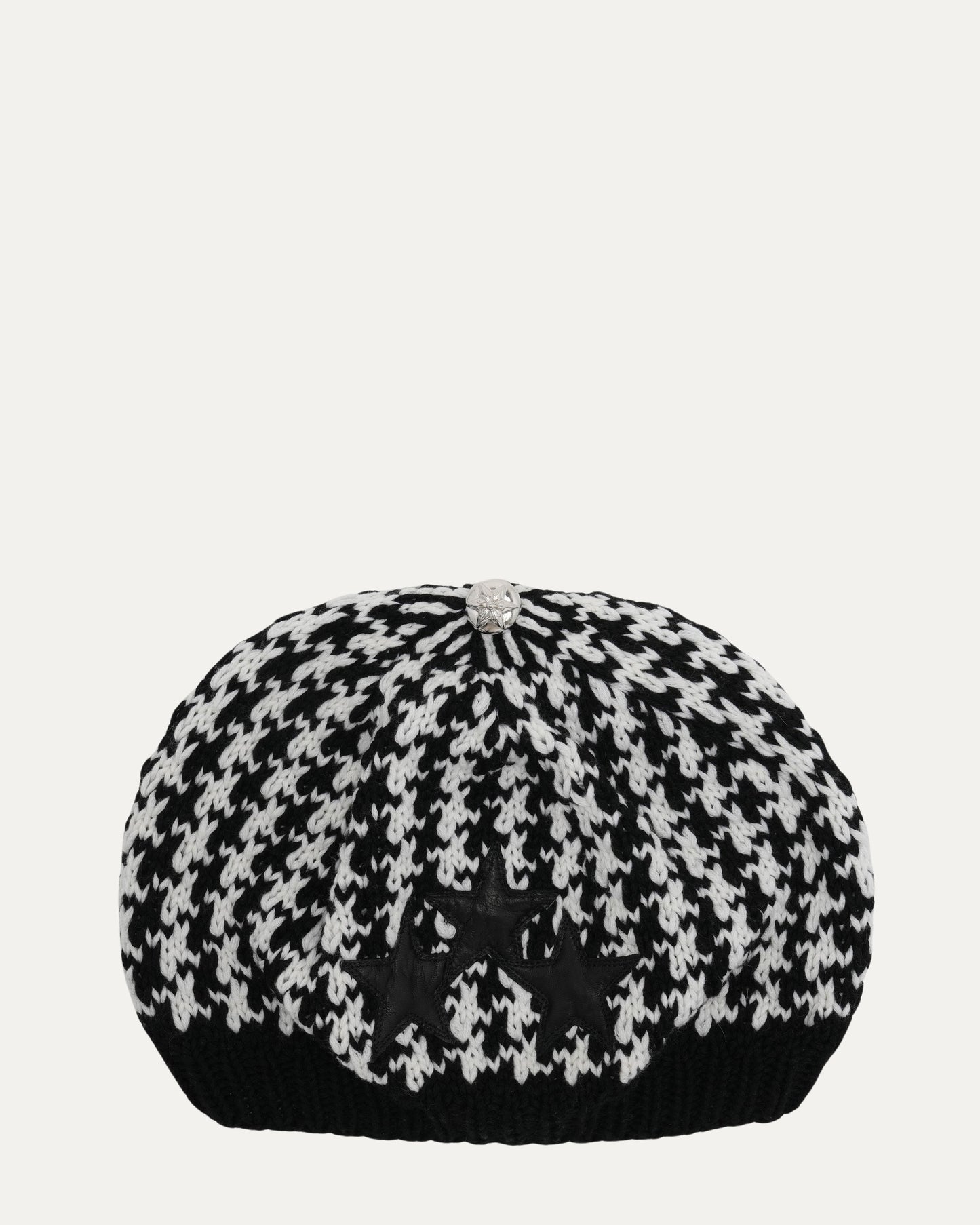 Houndstooth Star Patch Beanie