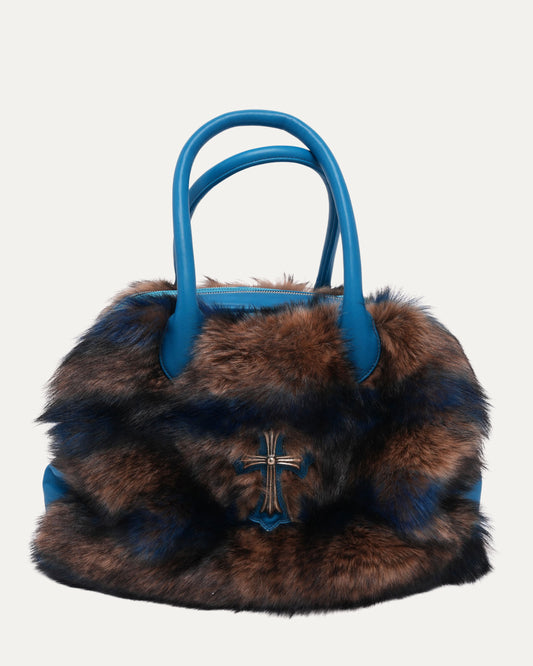 Embellished Cross Patch Fur Bag