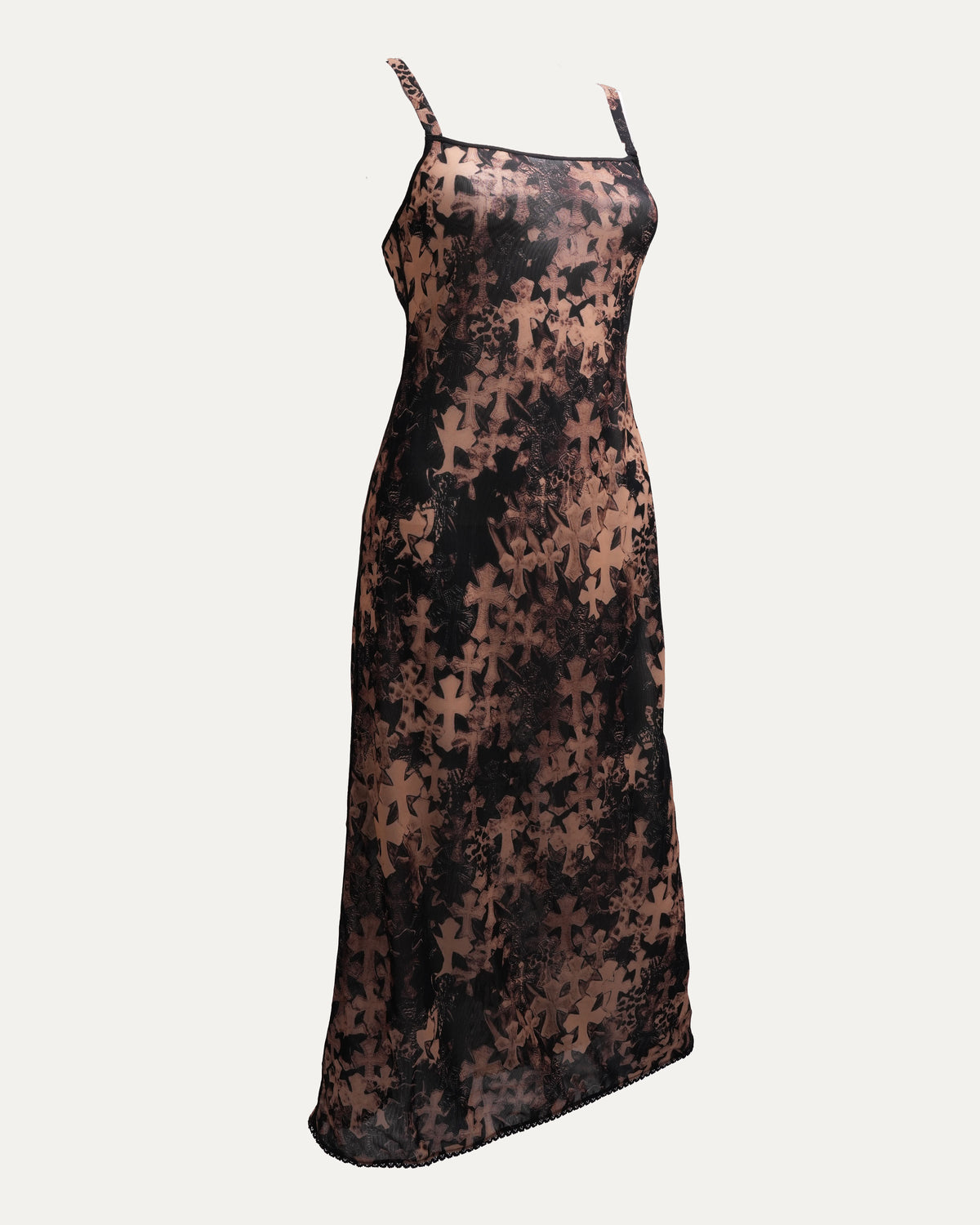 Waterfall Cross Patch Print Mesh Dress