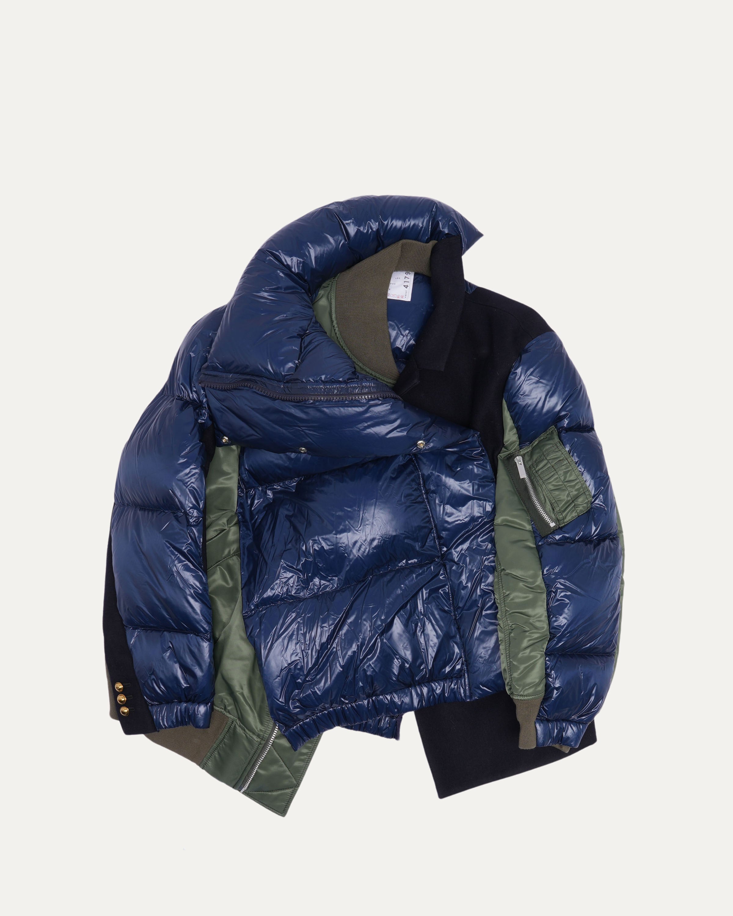 Melton Wool MA-1 Combo Puffer Jacket