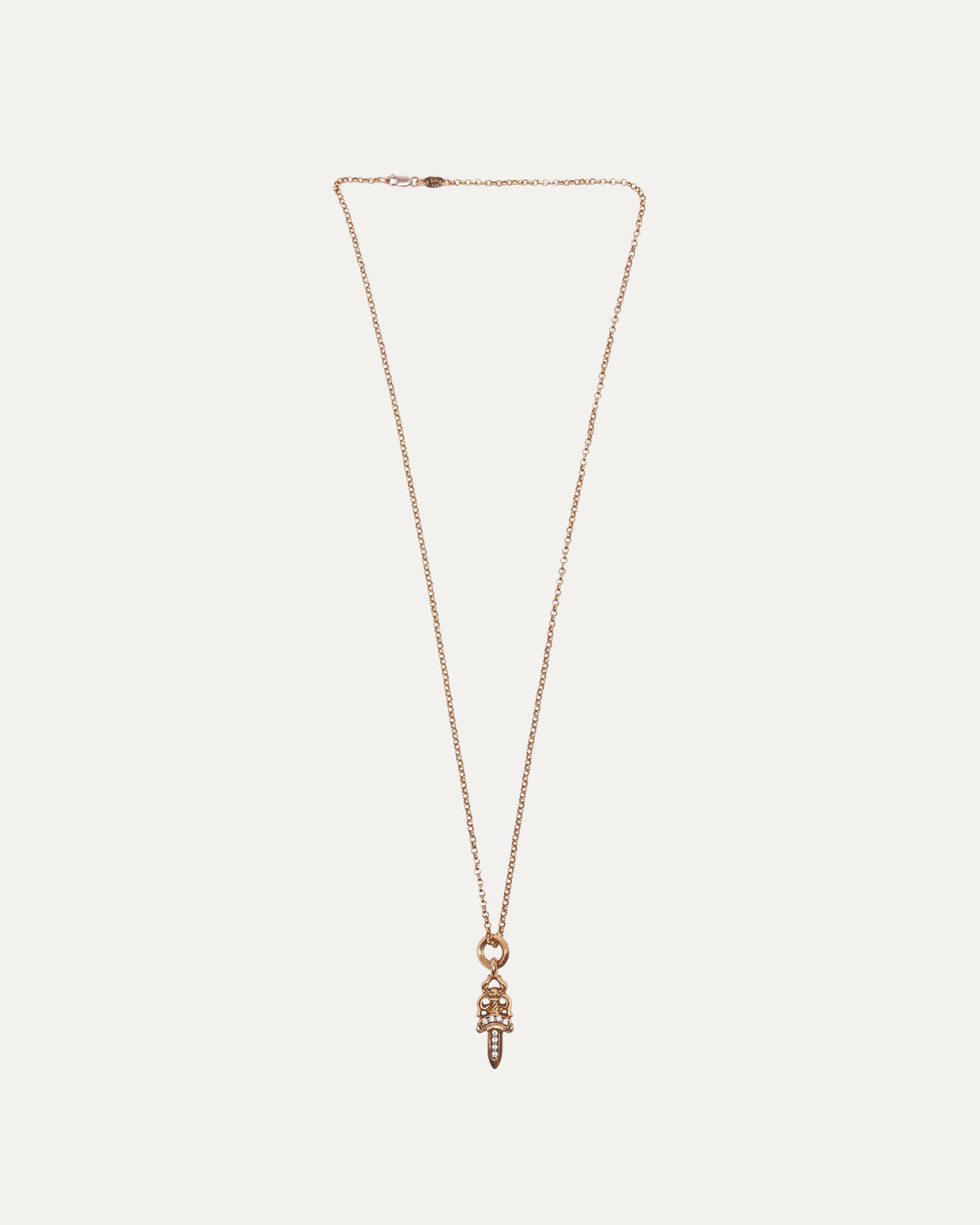 22k Gold Pave Diamond Dagger Necklace