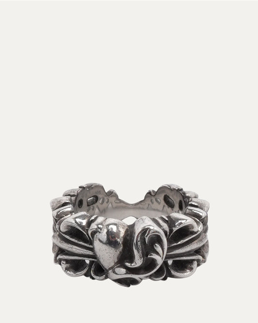 Heart Double Floral Cross Ring