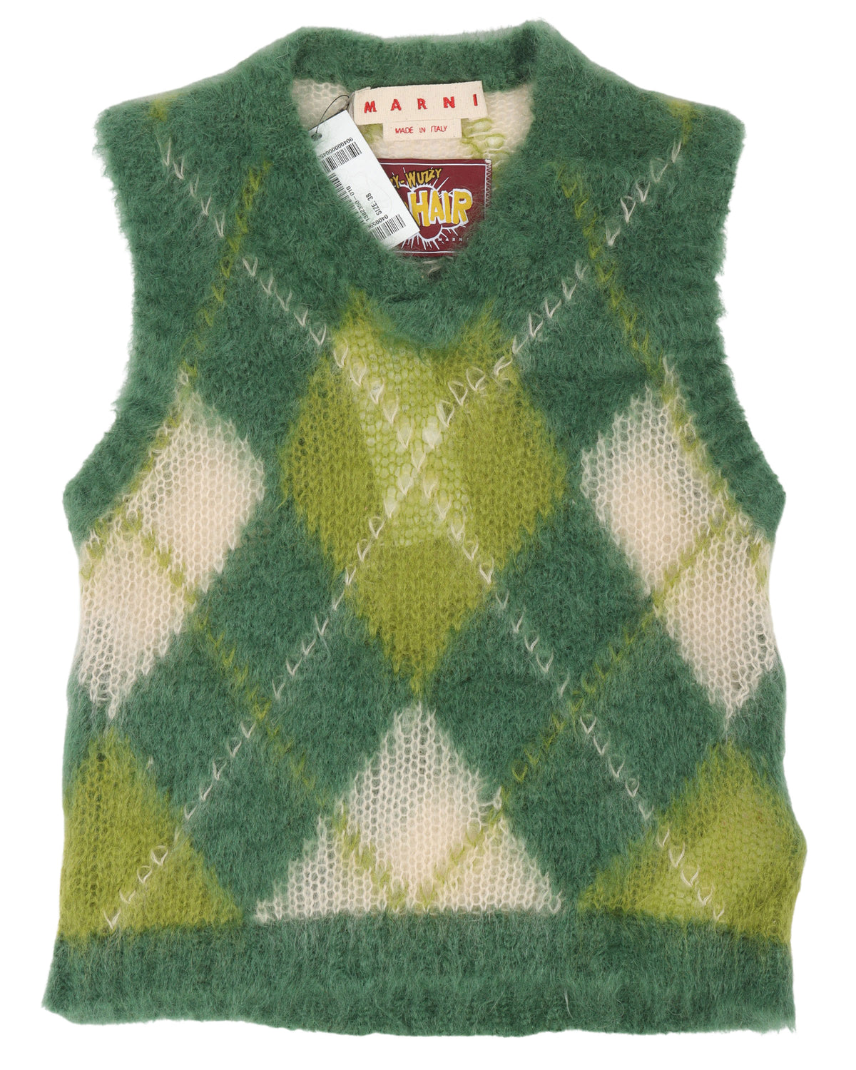 Diamond Plaid Fuzzy Mohair Sweater Vest