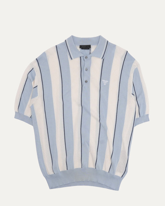 Striped Silk Blend Knit Polo