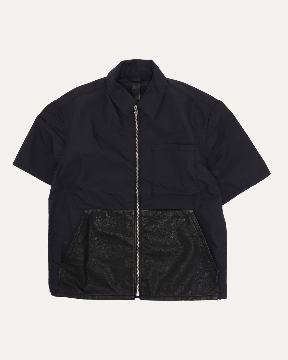 Nylon and Leather Sedated Zip Shirt
