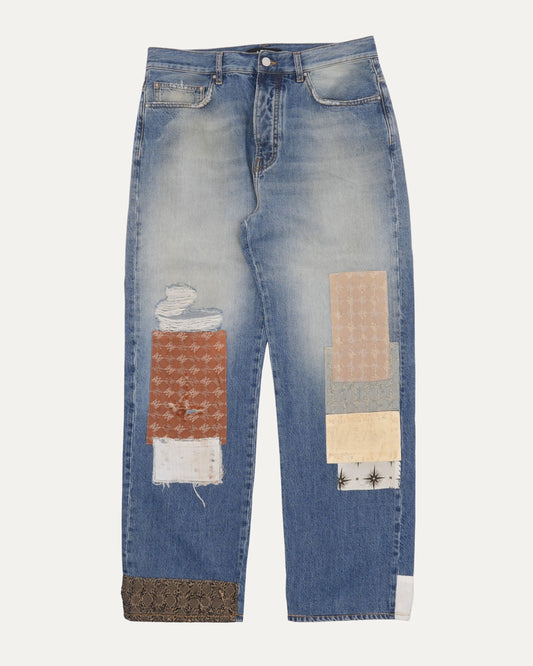 Patchwork Straight Leg Jeans