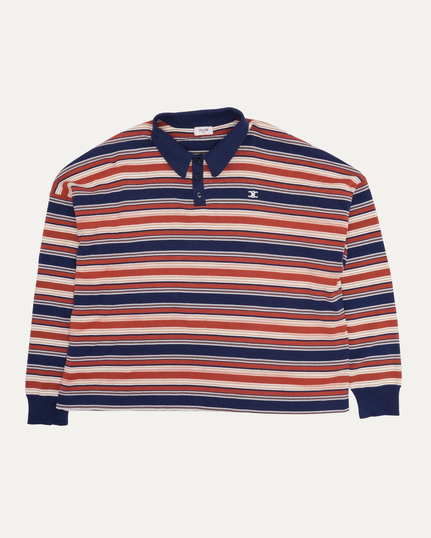Triomphe Loose Striped Long Sleeve Polo
